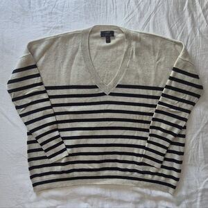 Women Striped V-Neck Sweater